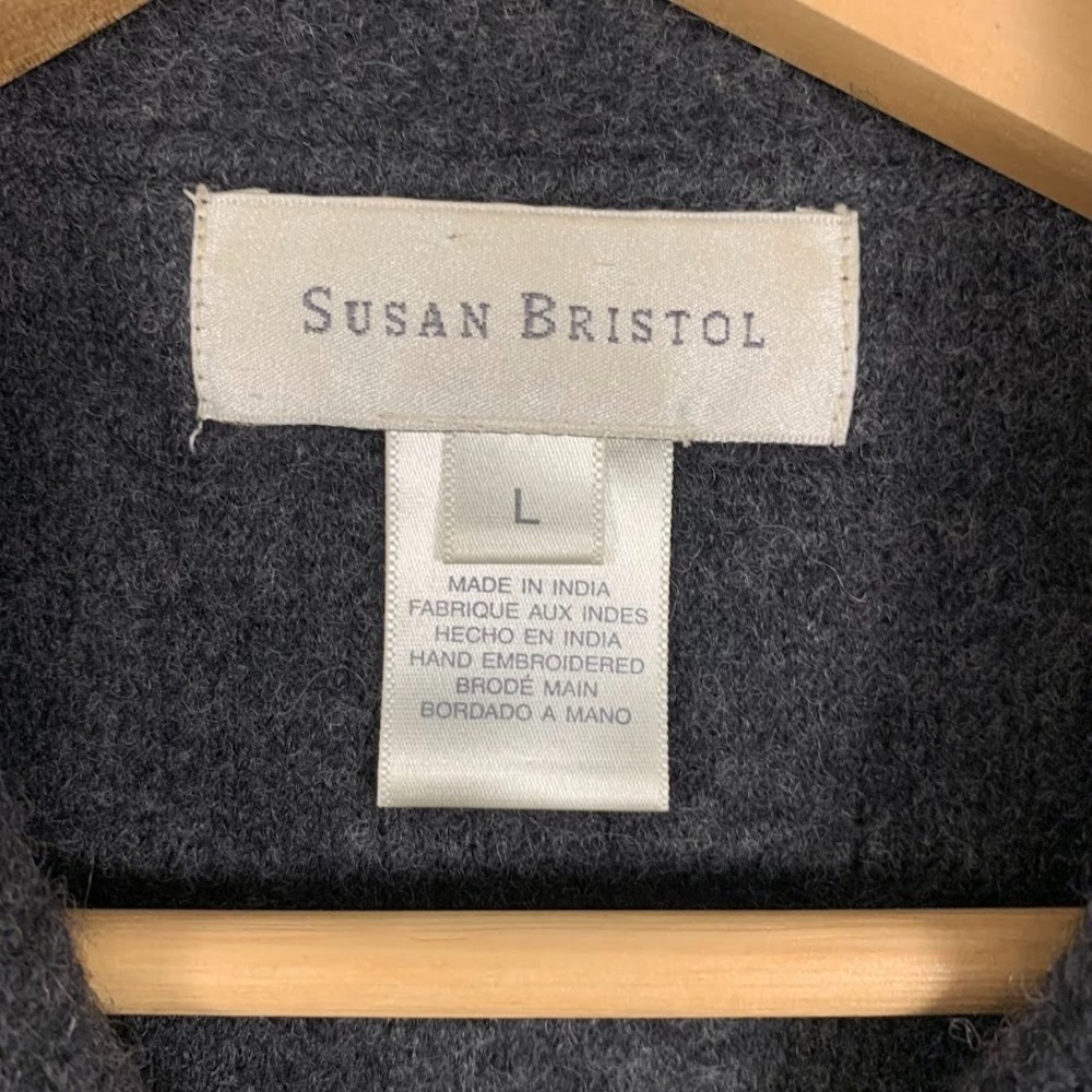 Vintage Susan Bristol Wool Button Up Cardigan Sweater Boho Cottage Women's Large - Picture 5 of 8